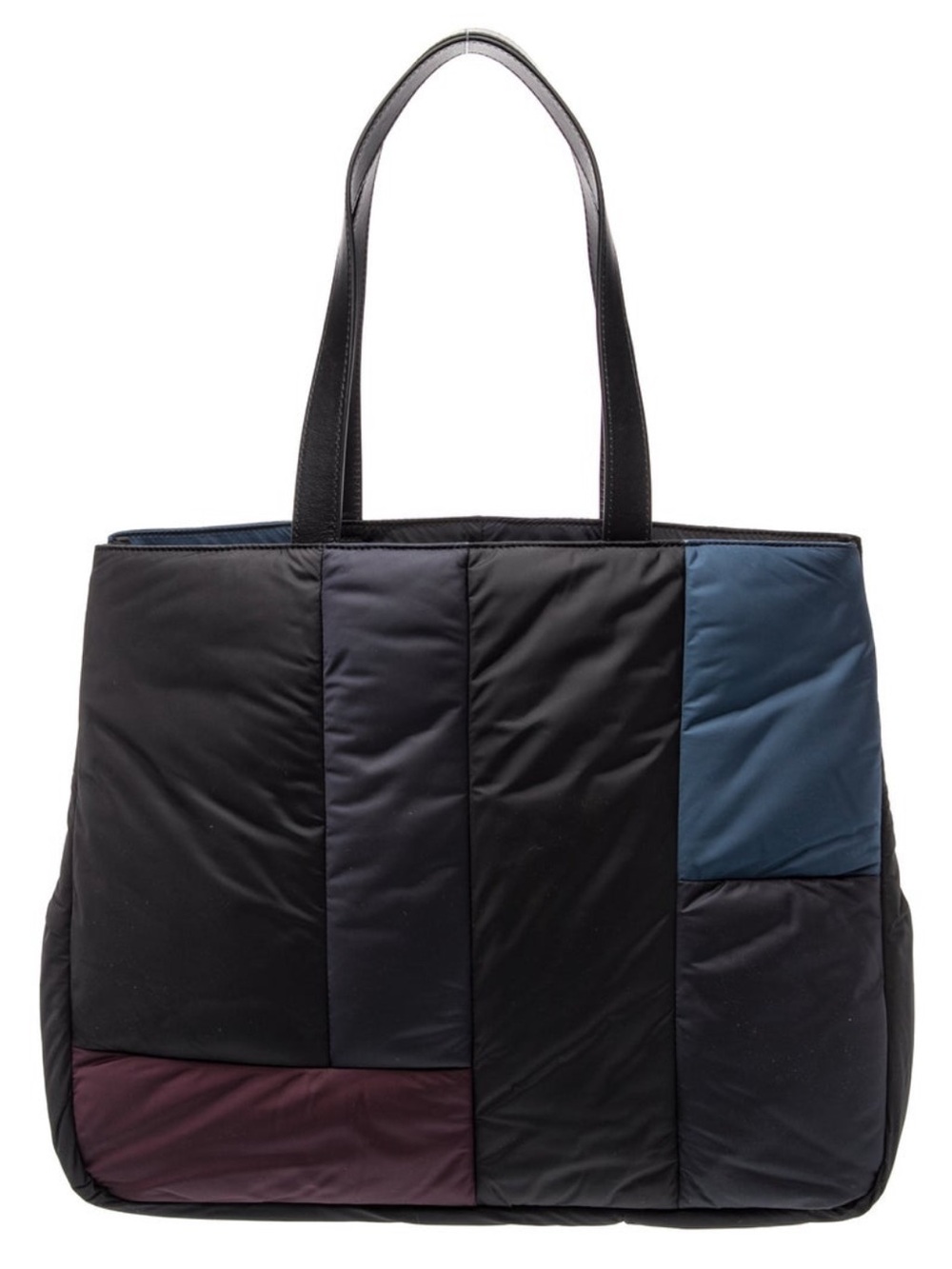 New We-Ar4 The Excess Nylon Quilted Puffy Tote Bag Black Colorblock - Picture 3 of 13